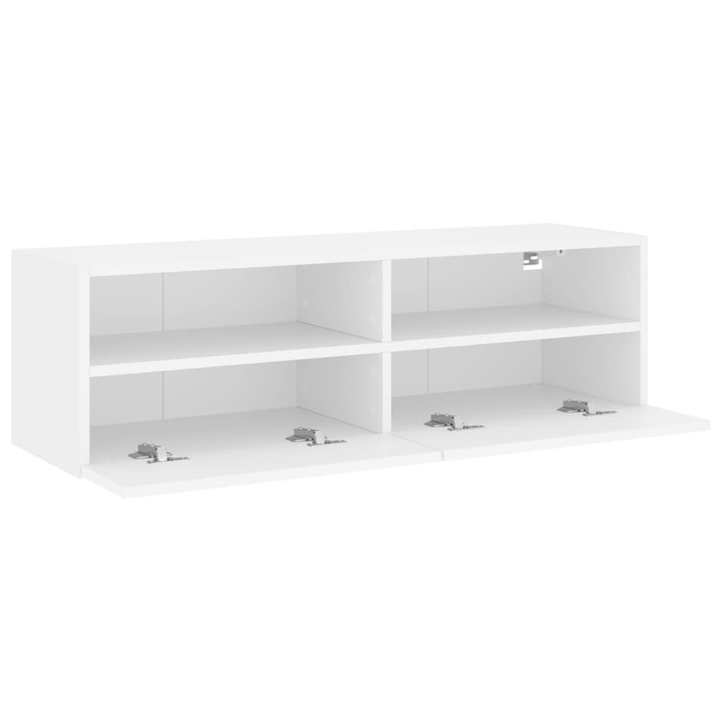 Vegghengt Tv-Benk Hvit 100X30X30 Cm Konstruert Tre