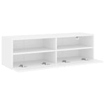 Vegghengt Tv-Benk Hvit 100X30X30 Cm Konstruert Tre