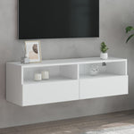 Vegghengt Tv-Benk Hvit 100X30X30 Cm Konstruert Tre