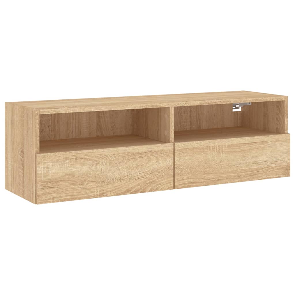 Vegghengt Tv-Benk Sonoma Eik 100X30X30 Cm Konstruert Tre