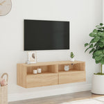 Vegghengt Tv-Benk Sonoma Eik 100X30X30 Cm Konstruert Tre