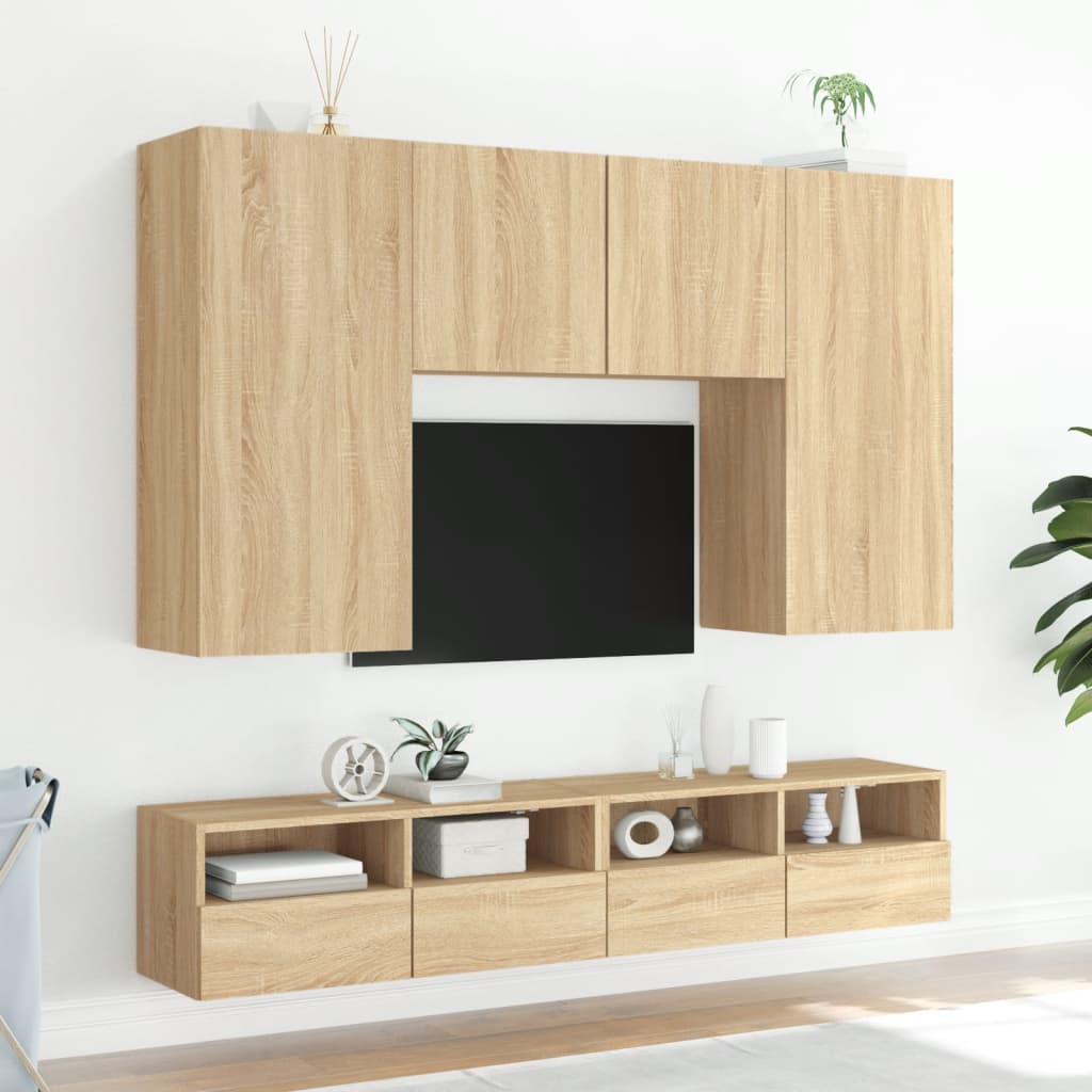 Vegghengt Tv-Benk Sonoma Eik 100X30X30 Cm Konstruert Tre