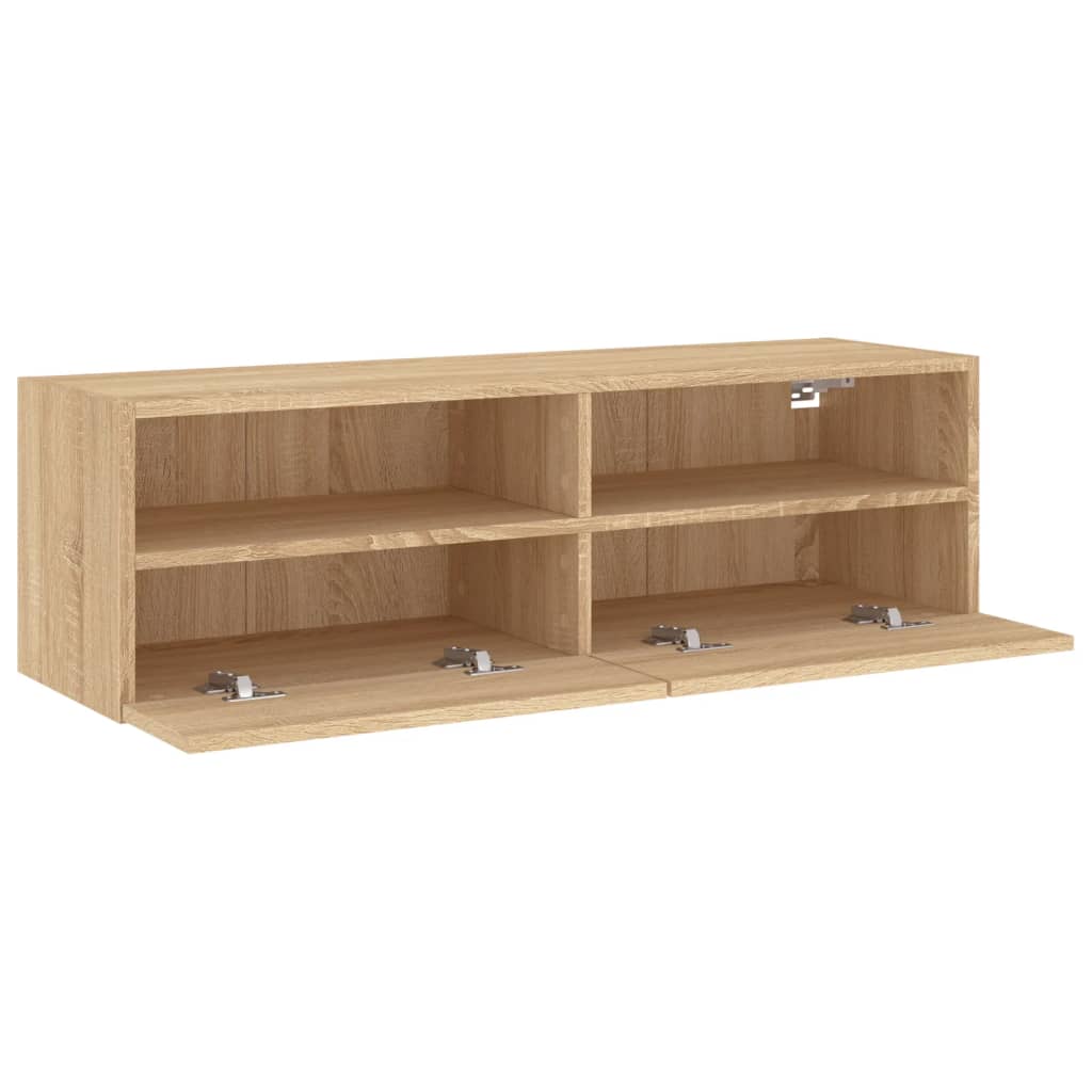 Vegghengt Tv-Benk Sonoma Eik 100X30X30 Cm Konstruert Tre