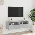 Vegghengt Tv-Benk Betonggrå 100X30X30 Cm Konstruert Tre