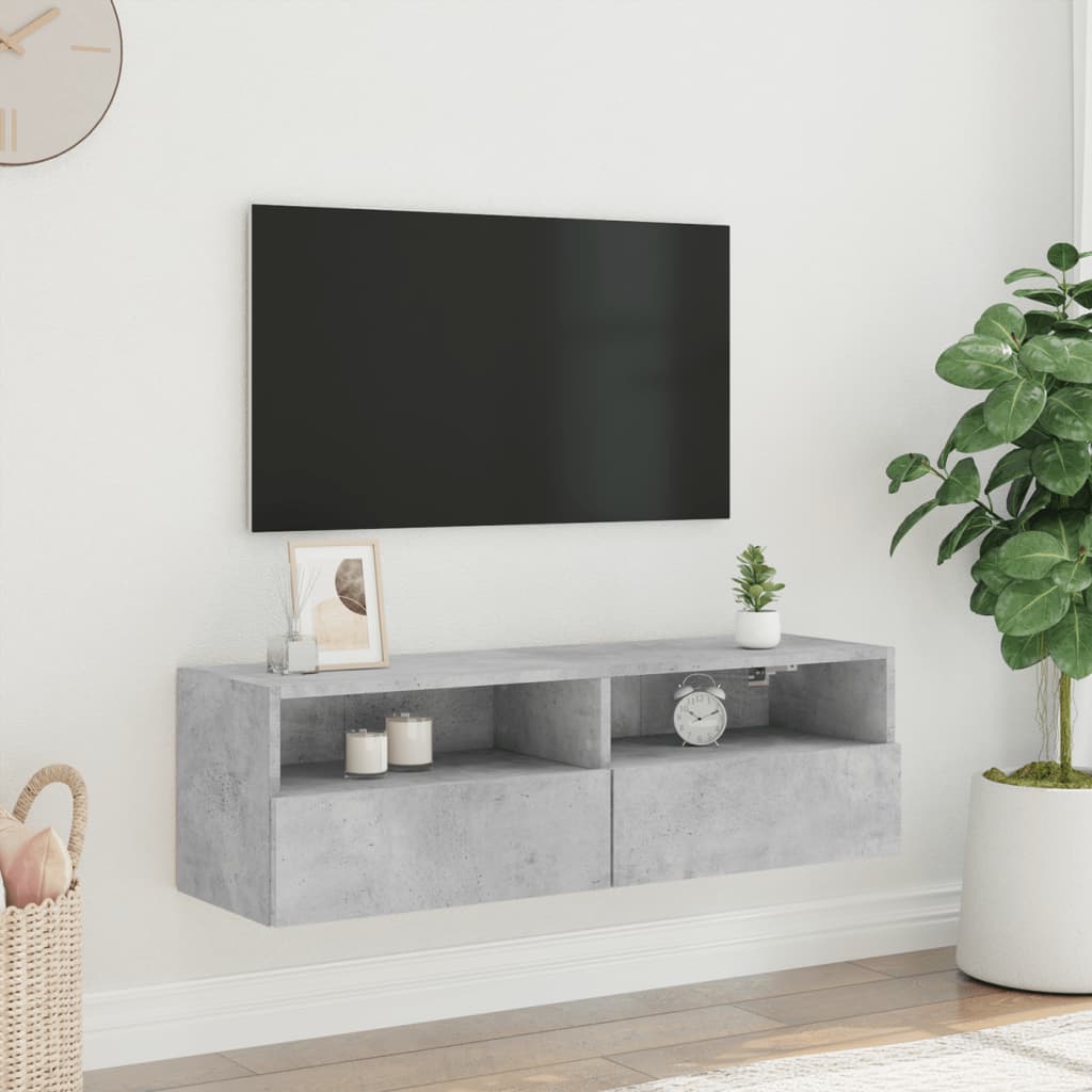 Vegghengt Tv-Benk Betonggrå 100X30X30 Cm Konstruert Tre