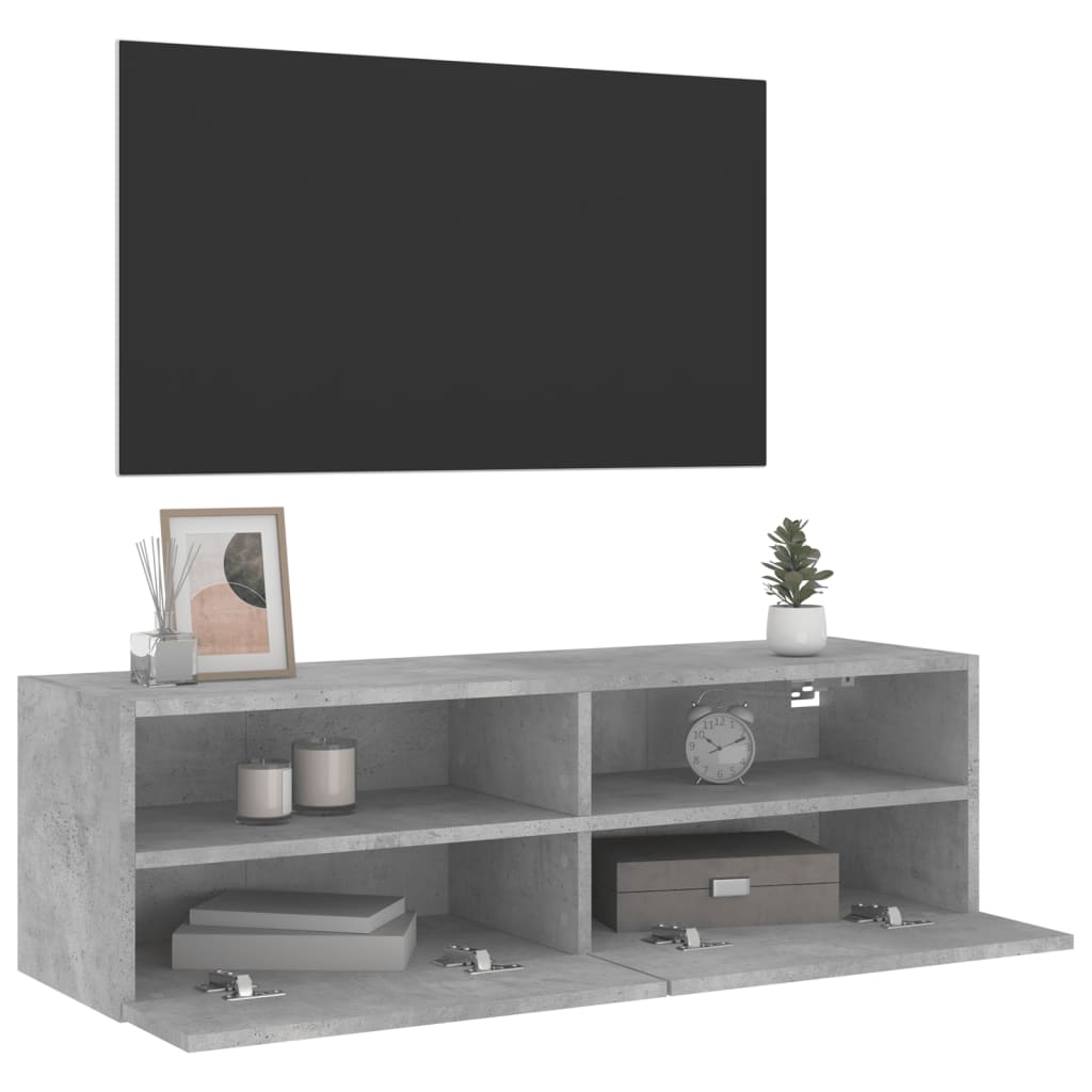Vegghengt Tv-Benk Betonggrå 100X30X30 Cm Konstruert Tre
