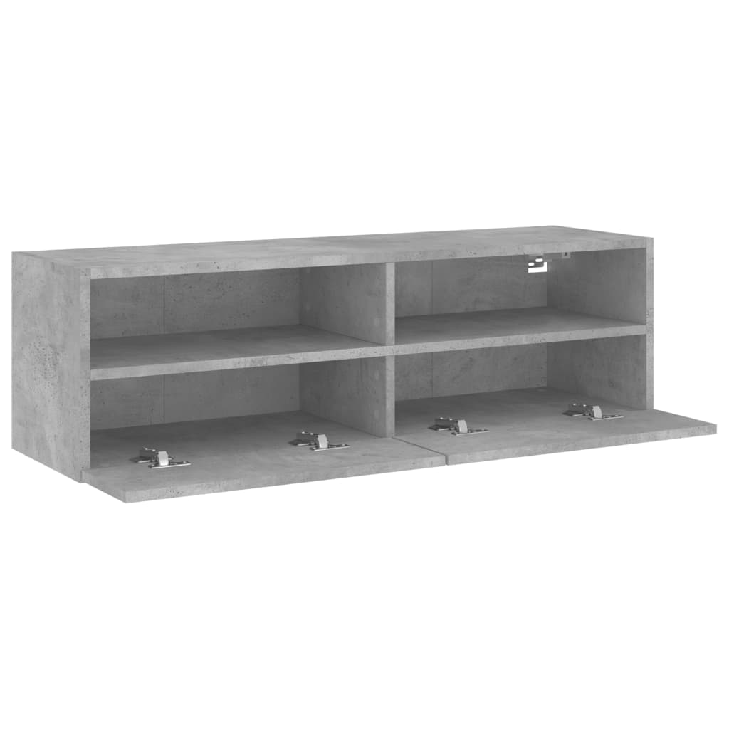 Vegghengt Tv-Benk Betonggrå 100X30X30 Cm Konstruert Tre