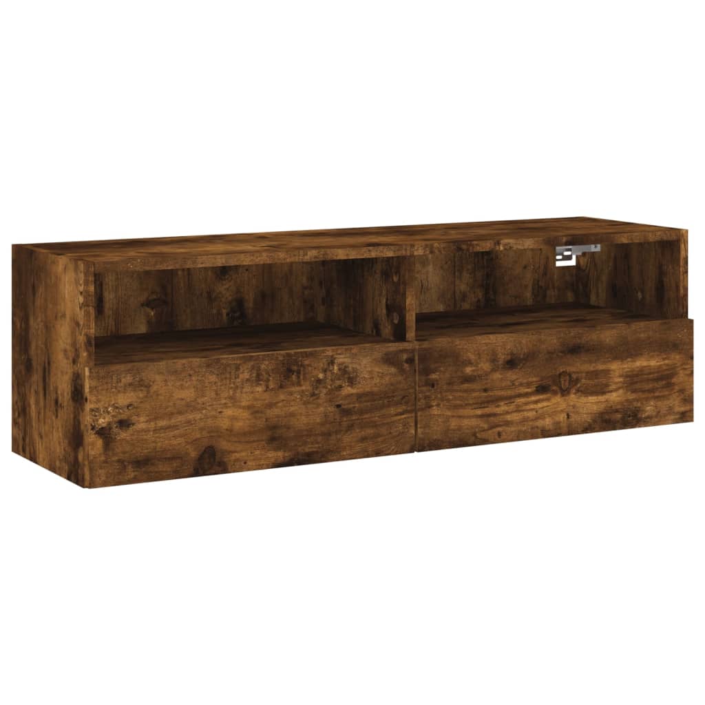Vegghengt Tv-Benk Røkt Eik 100X30X30 Cm Konstruert Tre
