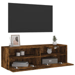 Vegghengt Tv-Benk Røkt Eik 100X30X30 Cm Konstruert Tre