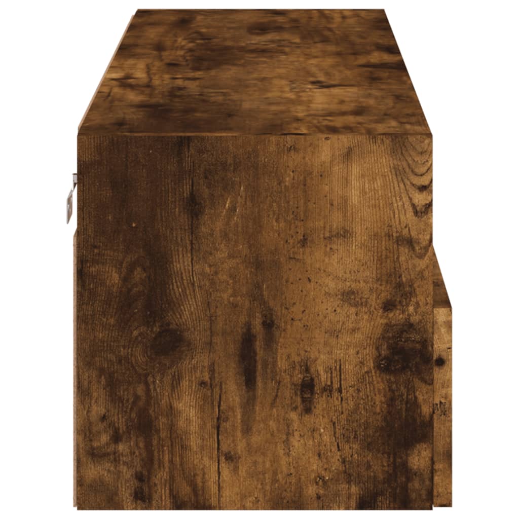 Vegghengt Tv-Benk Røkt Eik 100X30X30 Cm Konstruert Tre