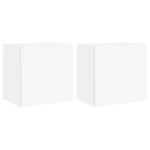 Vegghengte Tv-Benker 2 Stk Hvit 40,5X30X40 Cm Konstruert Tre
