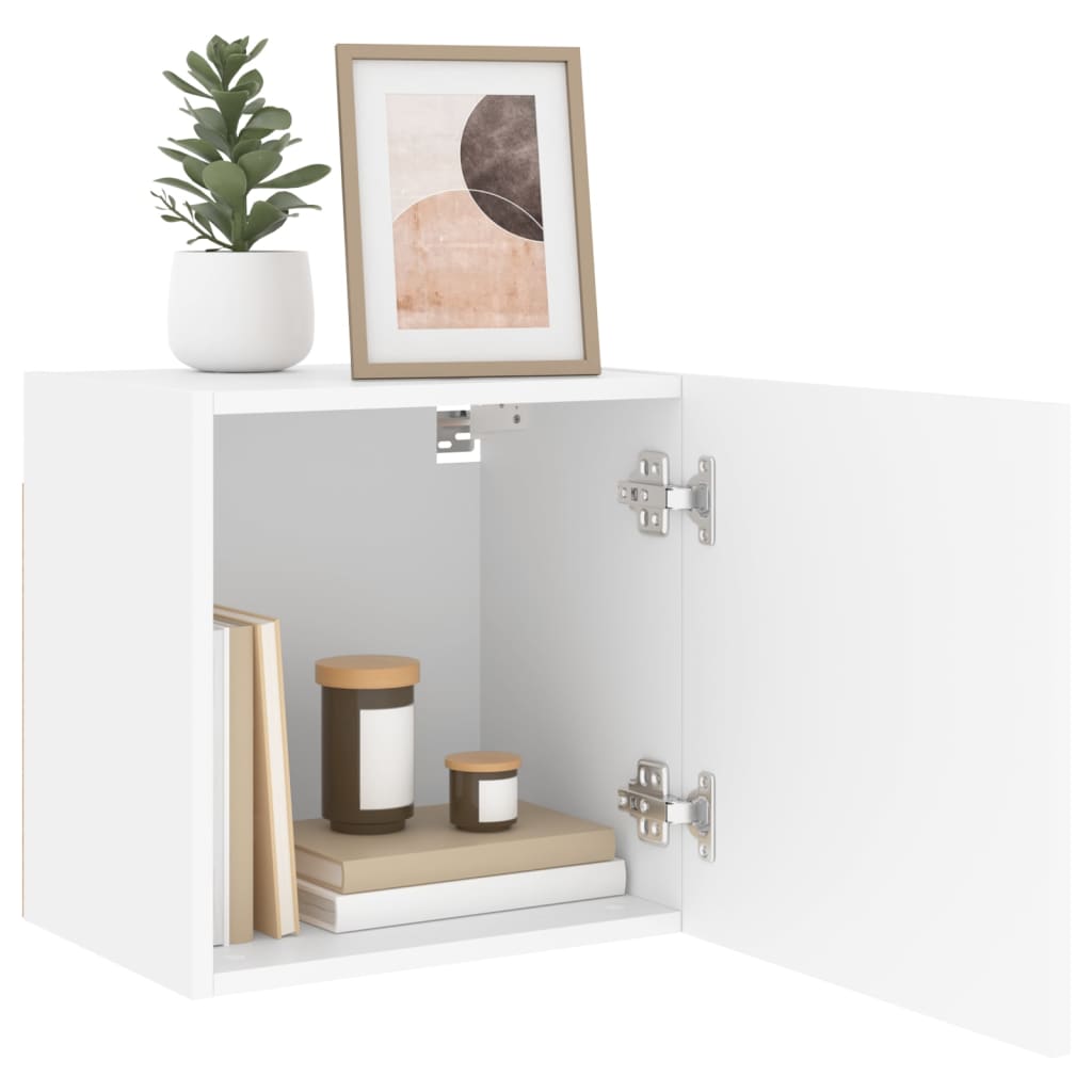 Vegghengte Tv-Benker 2 Stk Hvit 40,5X30X40 Cm Konstruert Tre