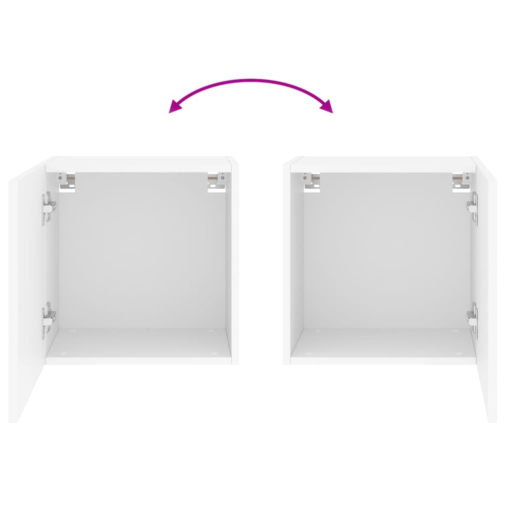 Vegghengte Tv-Benker 2 Stk Hvit 40,5X30X40 Cm Konstruert Tre