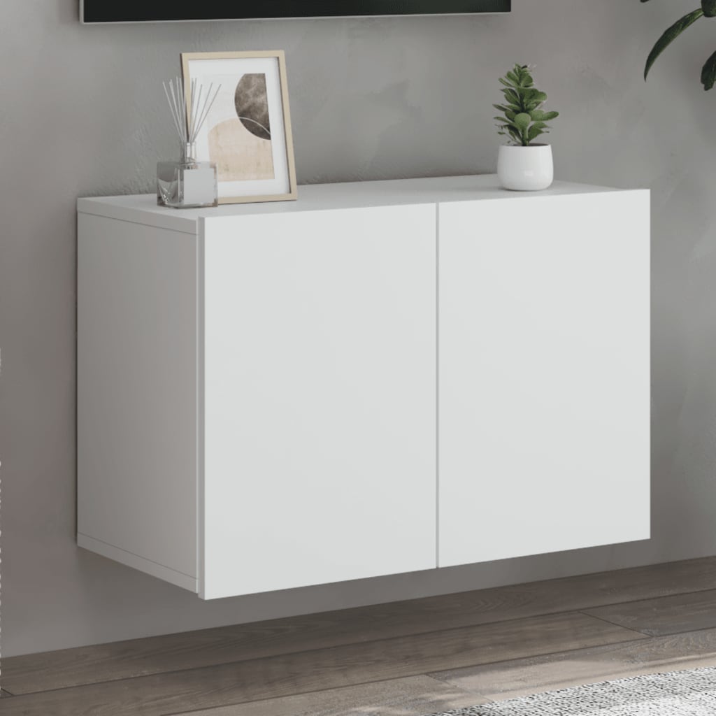 Vegghengt Tv-Benk Hvit 60X30X41 Cm