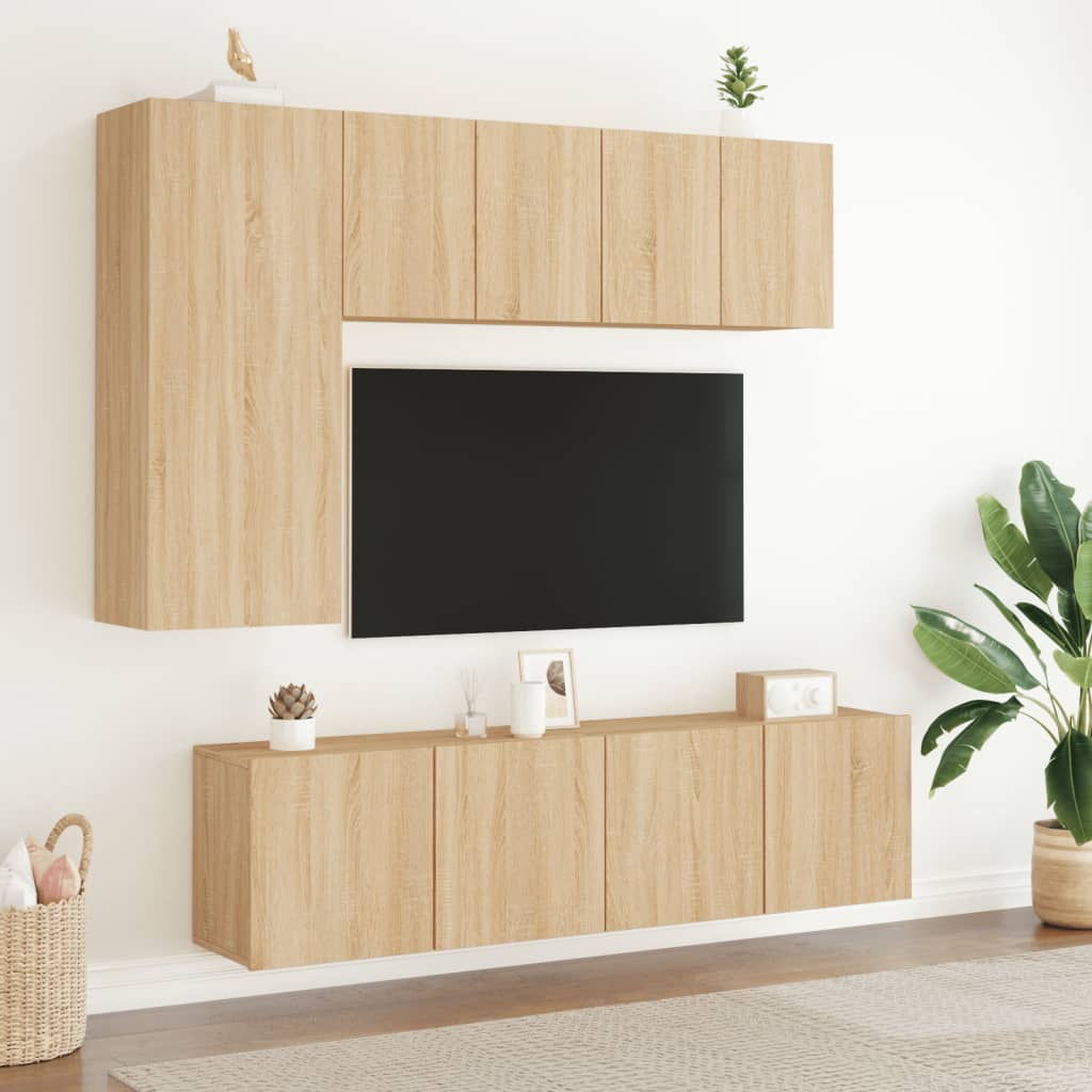 Veggmonterte Tv-Benker 2 Stk Sonoma Eik 60X30X41 Cm