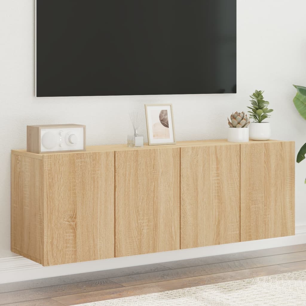 Veggmonterte Tv-Benker 2 Stk Sonoma Eik 60X30X41 Cm