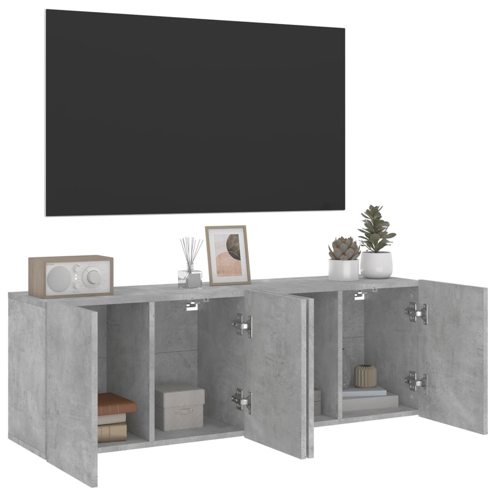 Veggmonterte Tv-Benker 2 Stk Betonggrå 60X30X41 Cm