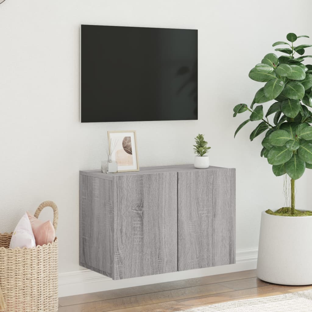 Vegghengt Tv-Benk Grå Sonoma 60X30X41 Cm