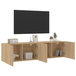 Veggmonterte Tv-Benker 2 Stk Sonoma Eik 80X30X41 Cm