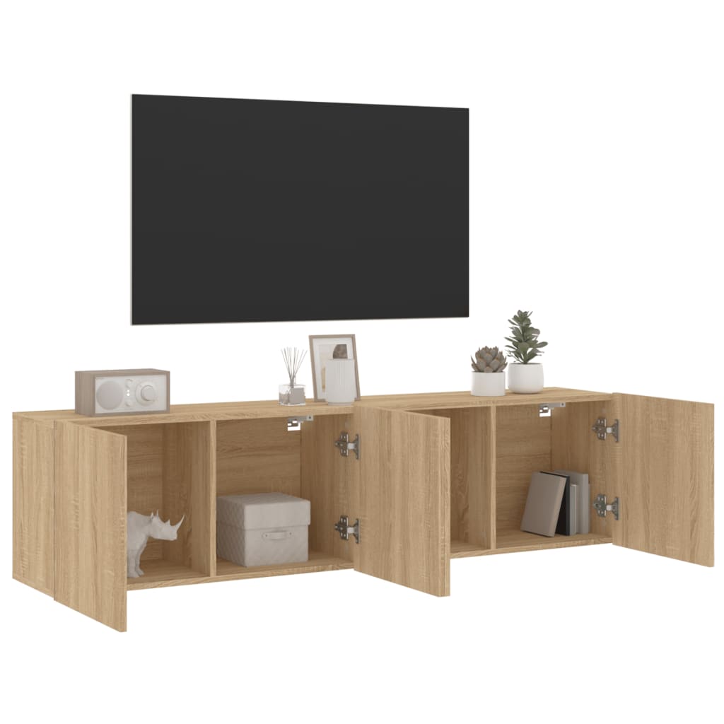 Veggmonterte Tv-Benker 2 Stk Sonoma Eik 80X30X41 Cm