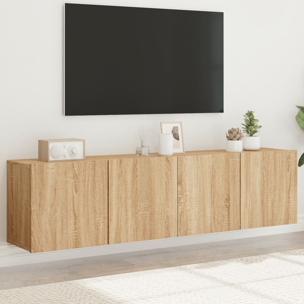 Veggmonterte Tv-Benker 2 Stk Sonoma Eik 80X30X41 Cm
