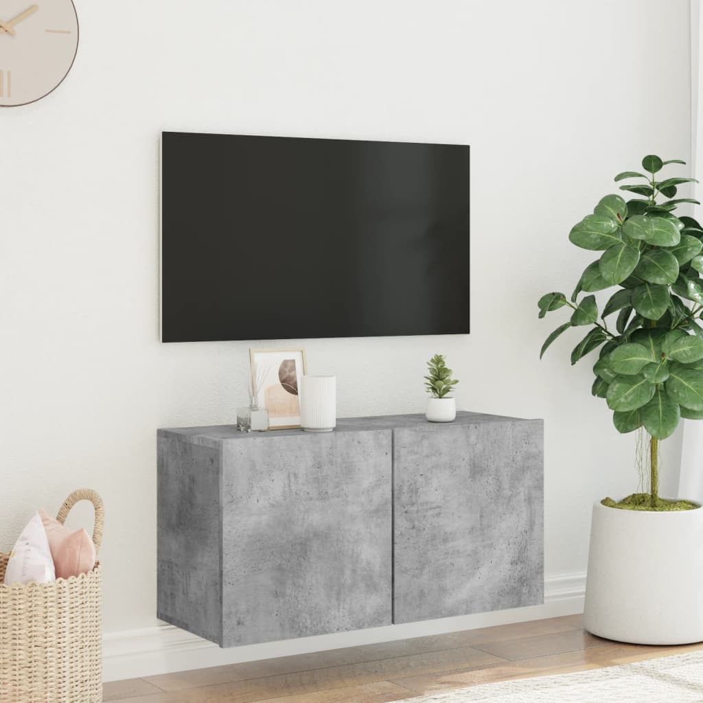 Vegghengt Tv-Benk Betonggrå 80X30X41 Cm