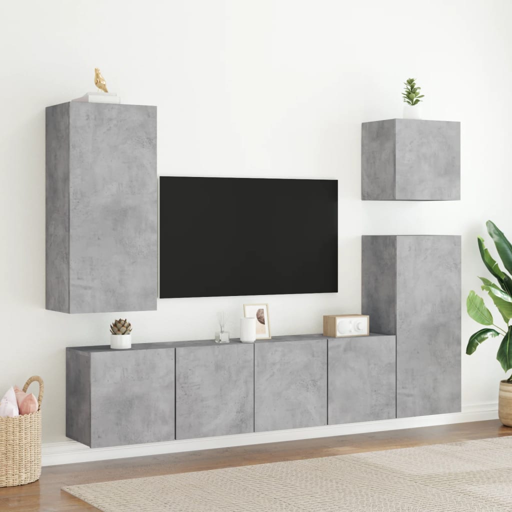 Vegghengt Tv-Benk Betonggrå 80X30X41 Cm