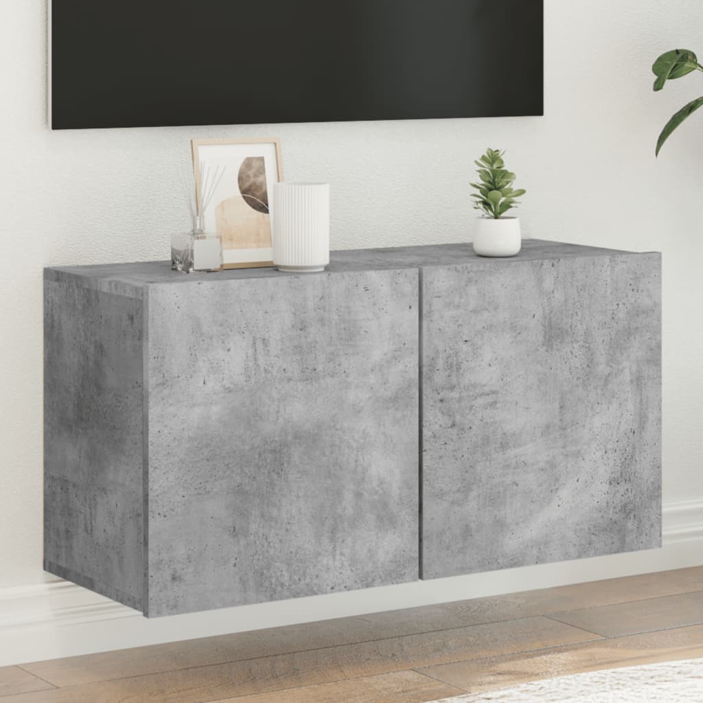 Vegghengt Tv-Benk Betonggrå 80X30X41 Cm