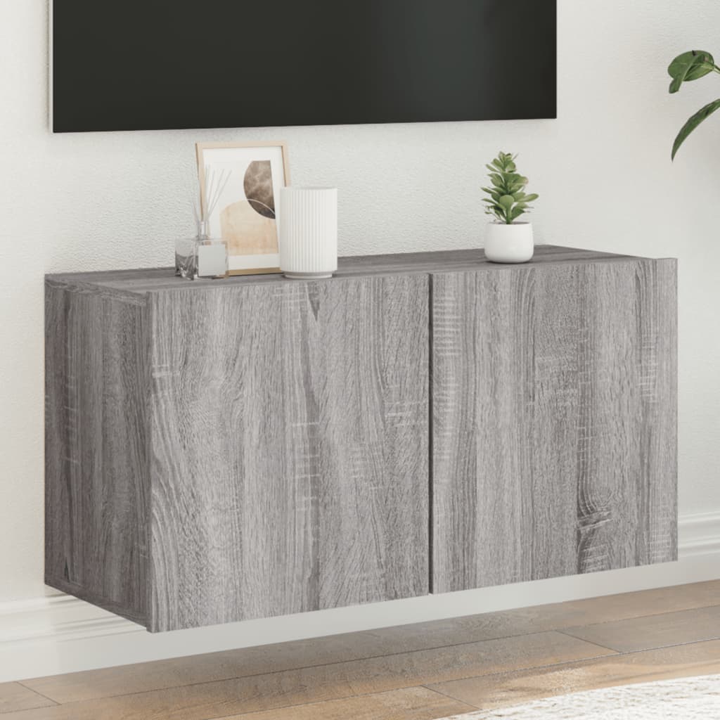 Veggmontert Tv-Benk Grå Sonoma 80X30X41 Cm
