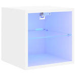 Vegghengt Tv-Benk Med Led Hvit 30X28,5X30 Cm
