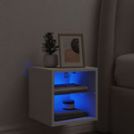 Vegghengt Tv-Benk Med Led Hvit 30X28,5X30 Cm