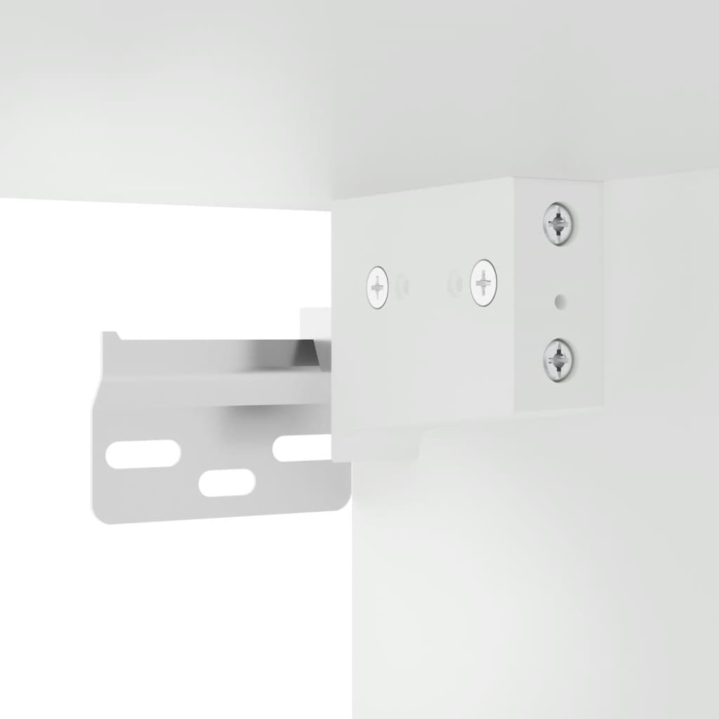 Vegghengt Tv-Benk Med Led Hvit 30X28,5X30 Cm