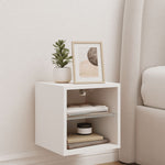 Vegghengt Tv-Benk Med Led Hvit 30X28,5X30 Cm