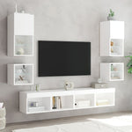 Vegghengt Tv-Benk Med Led Hvit 30X28,5X30 Cm