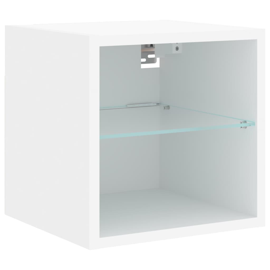 Vegghengt Tv-Benk Med Led Hvit 30X28,5X30 Cm