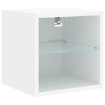 Vegghengt Tv-Benk Med Led Hvit 30X28,5X30 Cm