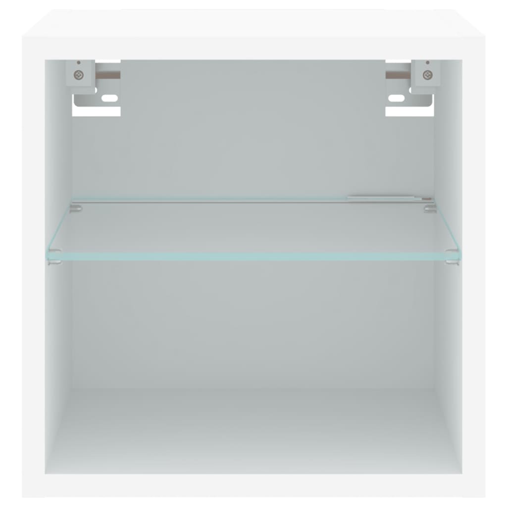 Vegghengt Tv-Benk Med Led Hvit 30X28,5X30 Cm