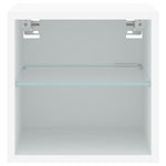 Vegghengt Tv-Benk Med Led Hvit 30X28,5X30 Cm
