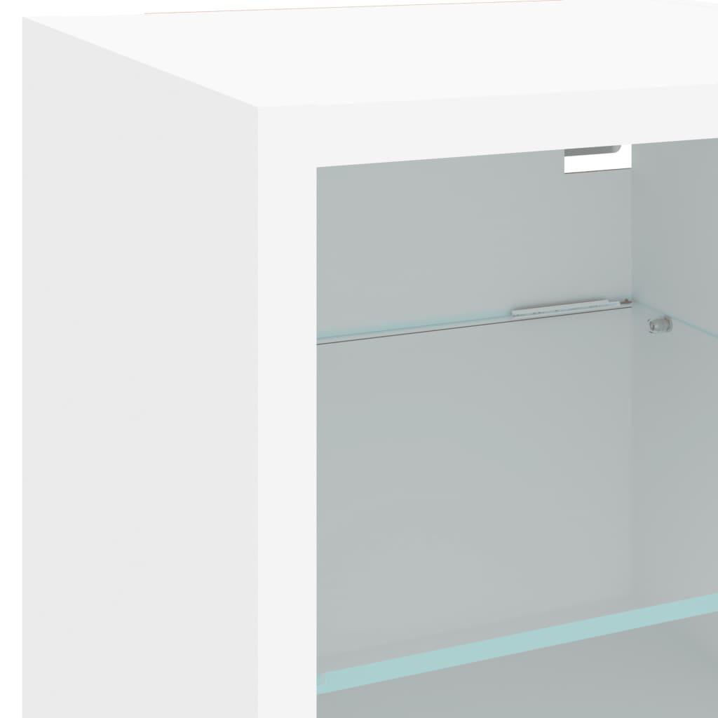 Vegghengt Tv-Benk Med Led Hvit 30X28,5X30 Cm