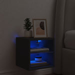 Vegghengt Tv-Benk Med Led Svart 30X28,5X30 Cm