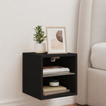 Vegghengt Tv-Benk Med Led Svart 30X28,5X30 Cm