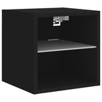 Vegghengt Tv-Benk Med Led Svart 30X28,5X30 Cm