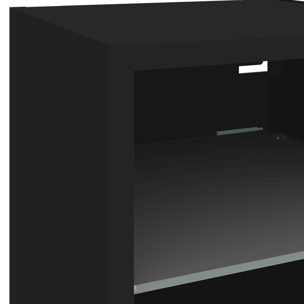 Vegghengt Tv-Benk Med Led Svart 30X28,5X30 Cm