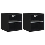 Vegghengt Tv-Benk Med Led 2 Stk Svart 30X28,5X30 Cm