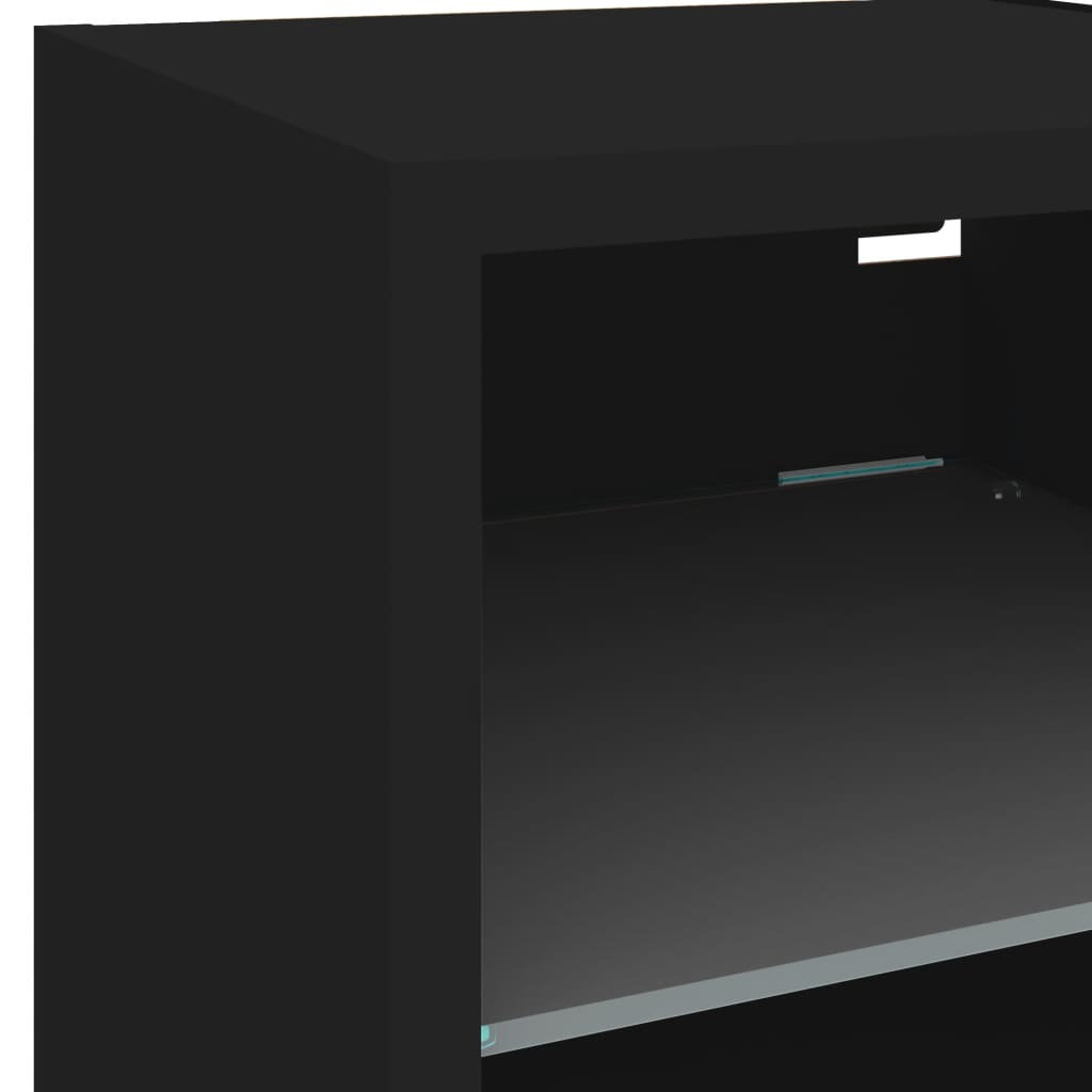 Vegghengt Tv-Benk Med Led 2 Stk Svart 30X28,5X30 Cm