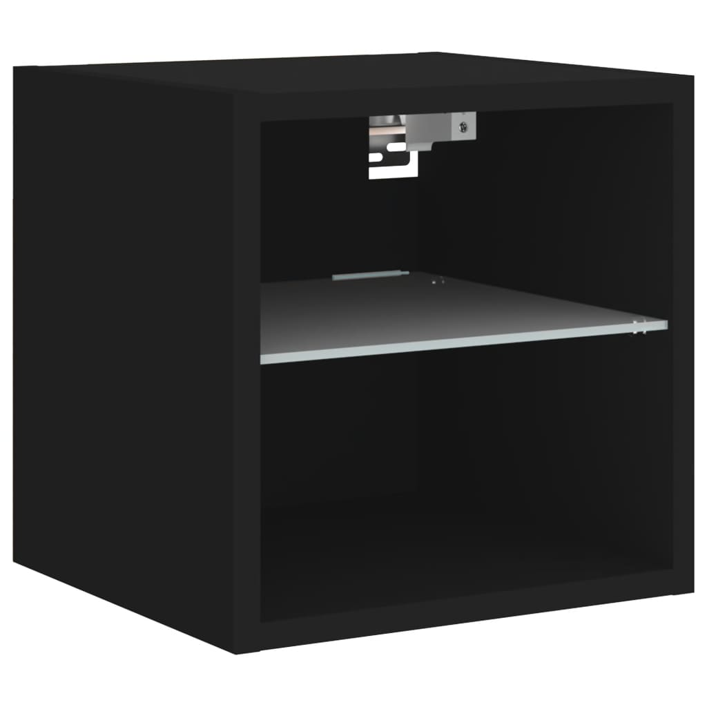 Vegghengt Tv-Benk Med Led 2 Stk Svart 30X28,5X30 Cm