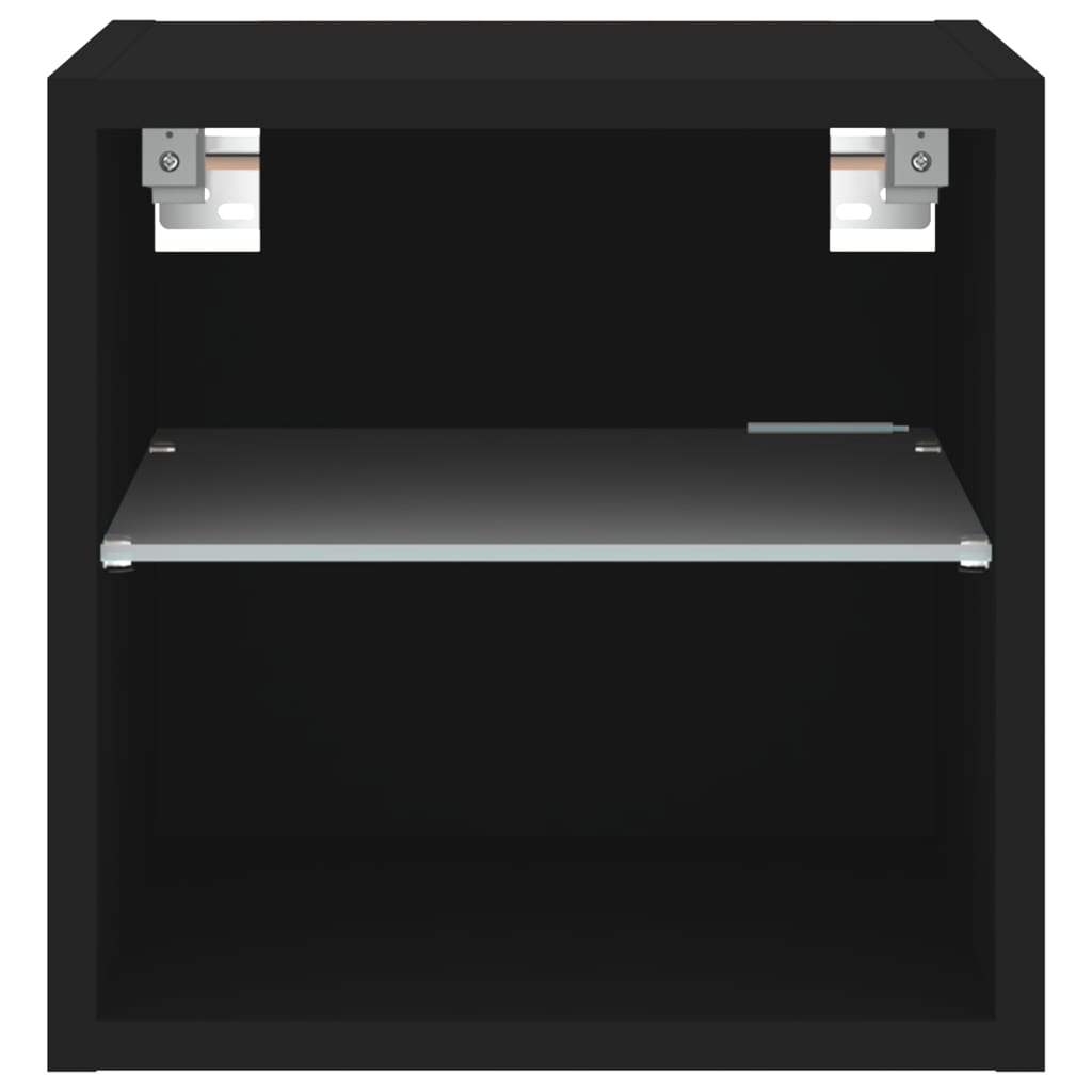 Vegghengt Tv-Benk Med Led 2 Stk Svart 30X28,5X30 Cm