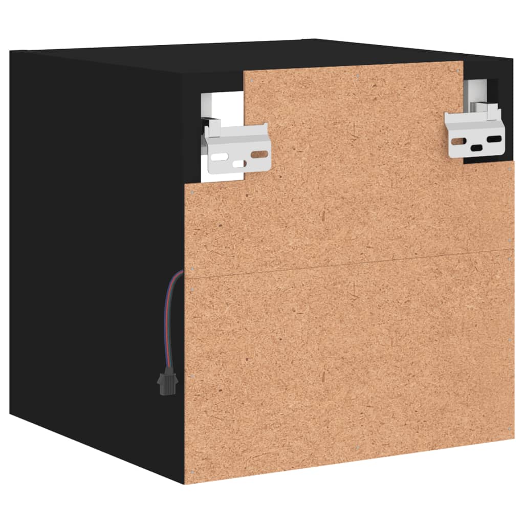 Vegghengt Tv-Benk Med Led 2 Stk Svart 30X28,5X30 Cm