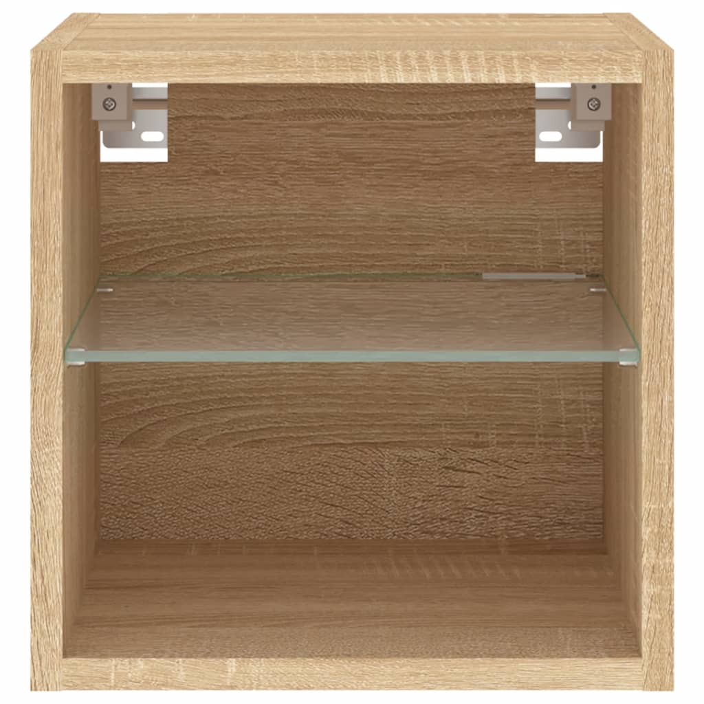 Vegghengt Tv-Benk Med Led Sonoma Eik 30X28,5X30 Cm