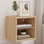 Vegghengt Tv-Benk Med Led Sonoma Eik 30X28,5X30 Cm